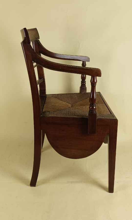 Regency mahogany commode elbow open armchair